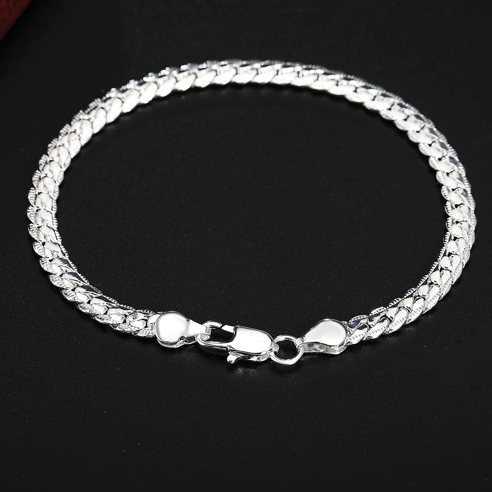 925 sterling silver 18K gold Christmas gifts Flat snake 5MM chain necklace bracelets fashion For man women jewelry wedding