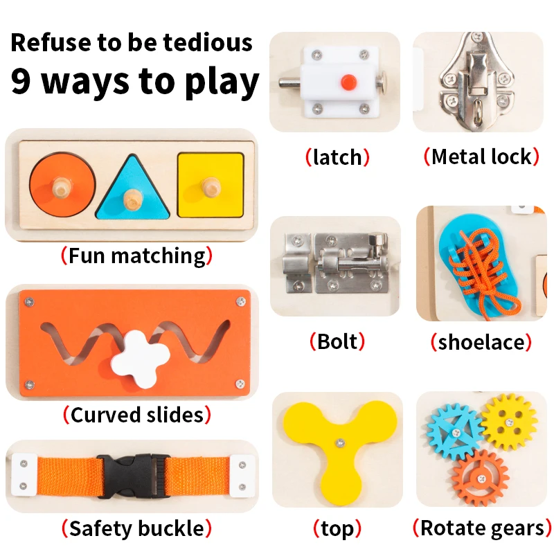 Montessori Toy Steering Wheel Wooden Busy Board Wooden Sensory Toys for Toddlers Preschool Travel Learning Activities