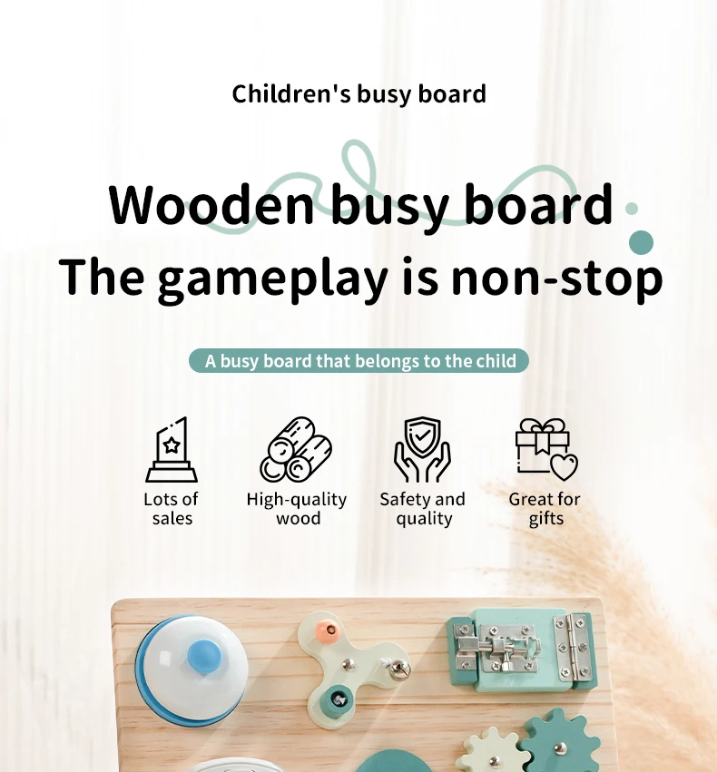 Montessori Toy Steering Wheel Wooden Busy Board Wooden Sensory Toys for Toddlers Preschool Travel Learning Activities