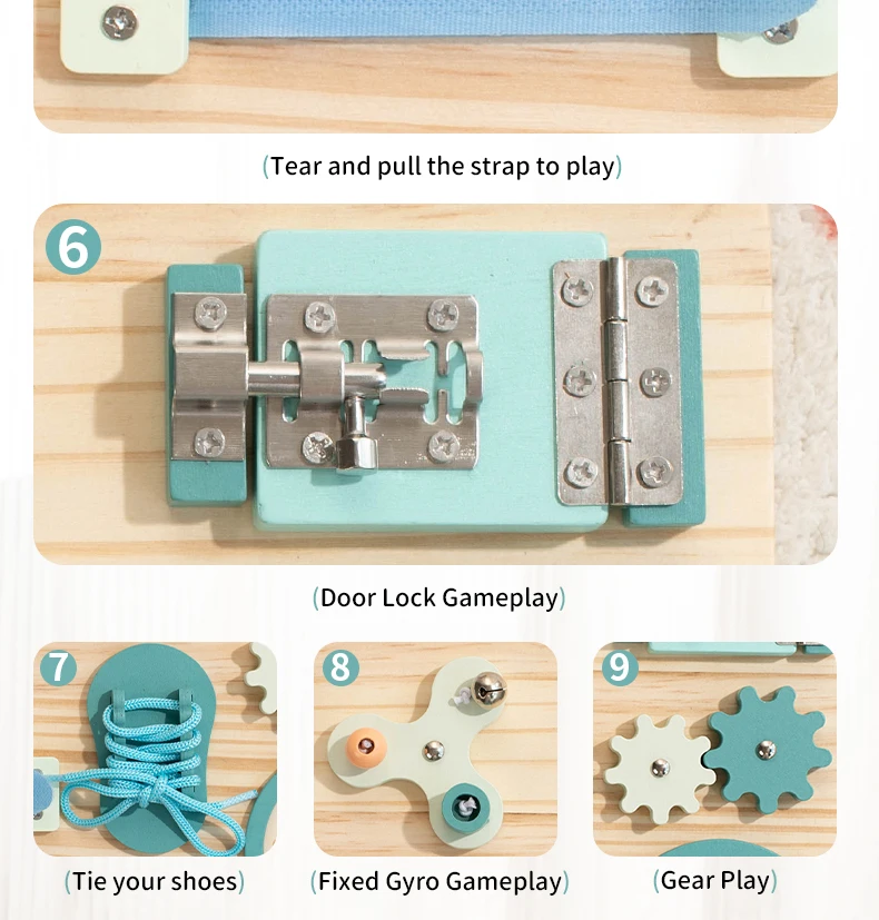 Montessori Toy Steering Wheel Wooden Busy Board Wooden Sensory Toys for Toddlers Preschool Travel Learning Activities