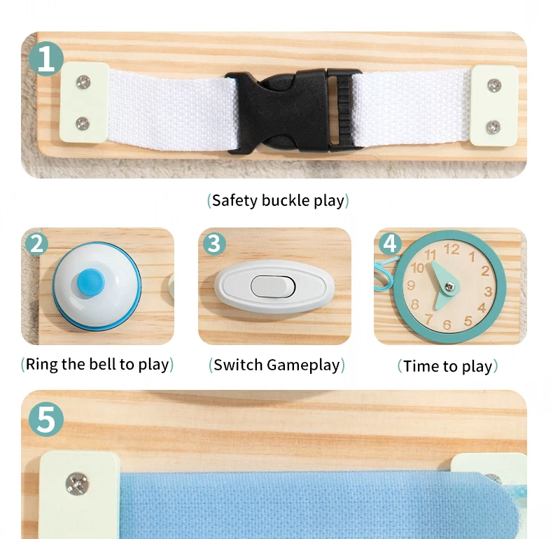 Montessori Toy Steering Wheel Wooden Busy Board Wooden Sensory Toys for Toddlers Preschool Travel Learning Activities