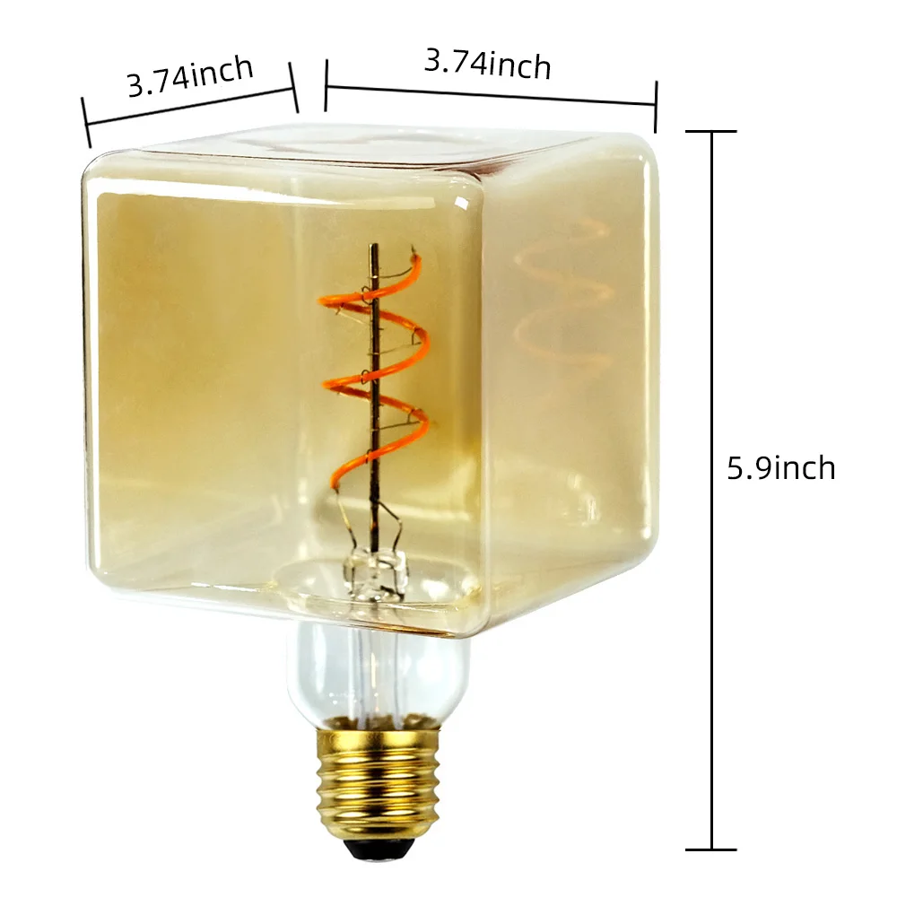 TIANFAN Vintage Led Bulb G95/G30 Edison Bulb 4W Dimmable 220V 110V E26 E27 Ice Cube Decorative Light Bulb Yellow Warm