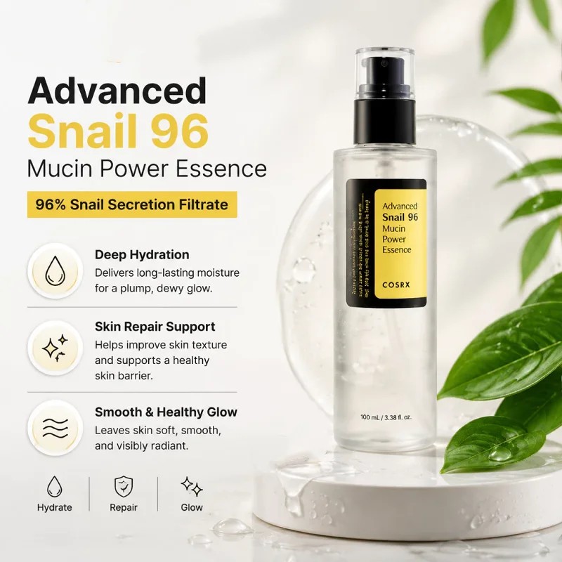 Korean Skincare Snail Mucin 96% Essence 100ml Hydrating Repair Serum for Dull Skin,Facial Brightening Anti-Aging Serum Face Care