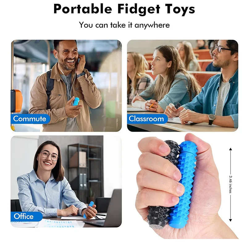 3D Printed Pain Stim Fidget Toys Rotating Spiky Grippie Sensory Input Anxiety Autism Office Travel Novelty Toy Spike Roller