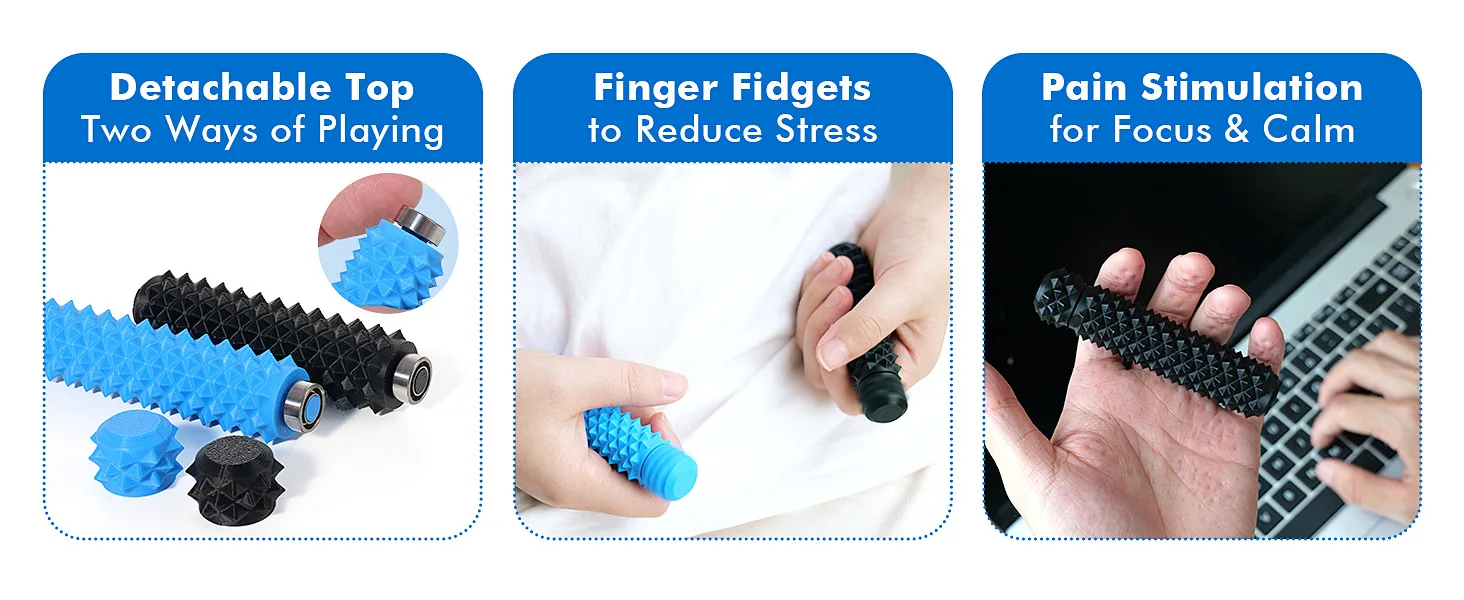 3D Printed Pain Stim Fidget Toys Rotating Spiky Grippie Sensory Input Anxiety Autism Office Travel Novelty Toy Spike Roller
