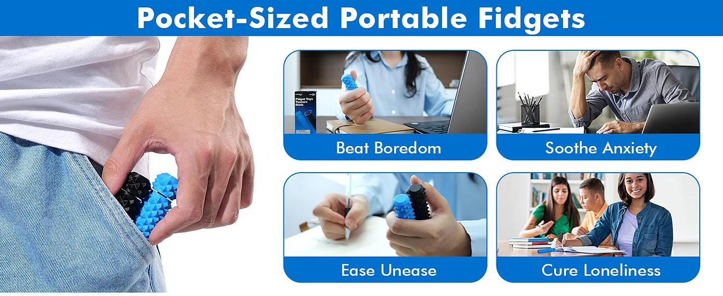 3D Printed Pain Stim Fidget Toys Rotating Spiky Grippie Sensory Input Anxiety Autism Office Travel Novelty Toy Spike Roller