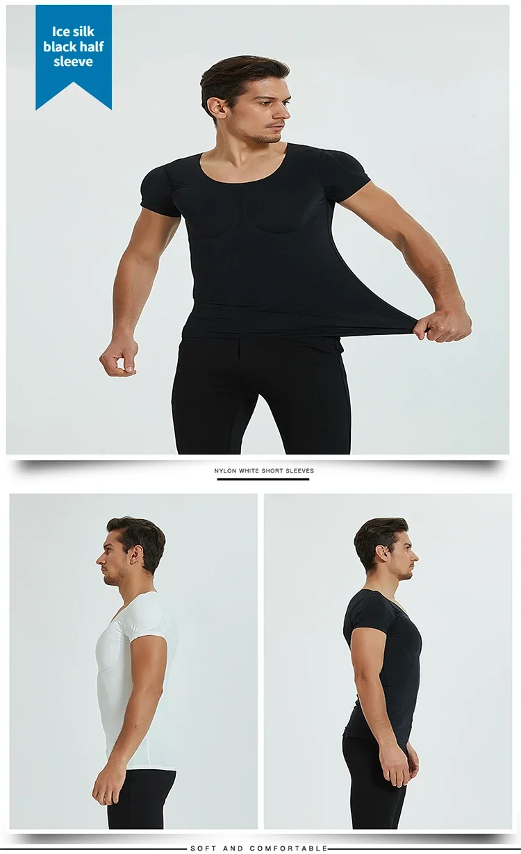 3D Fake Muscle T-Shirt Man Cosplay Arm Chest Underwear Party Body Shaper Invisible Abdominal Pad Corset Top Undershirts