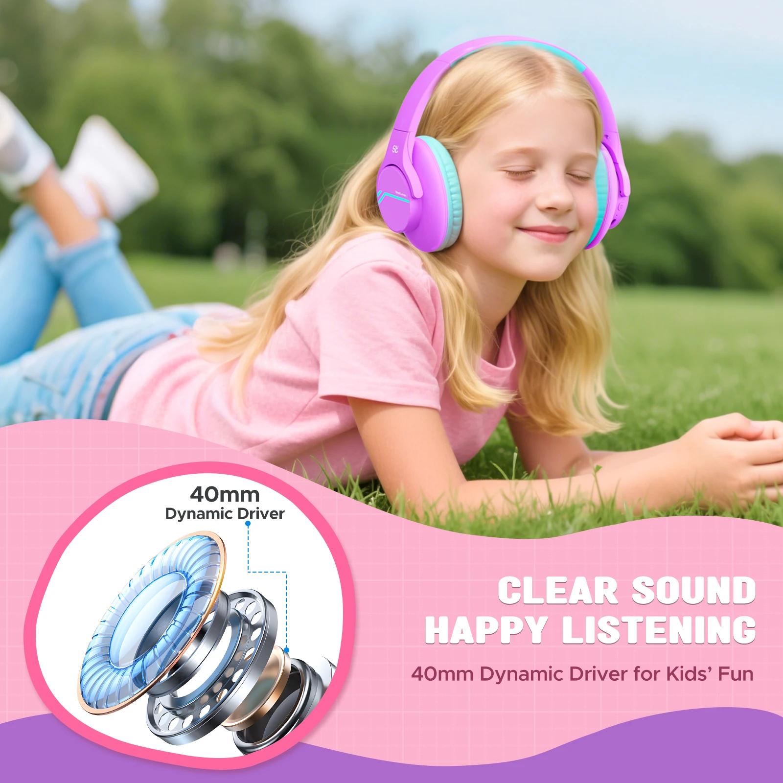 ANC Kids Wireless Headphones Noise Cancelling Bluetooth Earphones For School Travel Soundproof Headset Kids Protection Hearing
