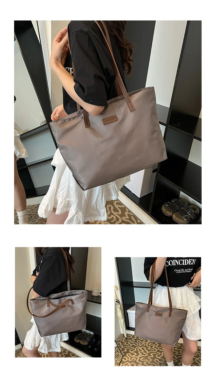 Casual Tote Bag for Women Closure Stylish Letter Label Zipper Large Capacity Ladies Shoulder Bag purses and handbags Bolsa
