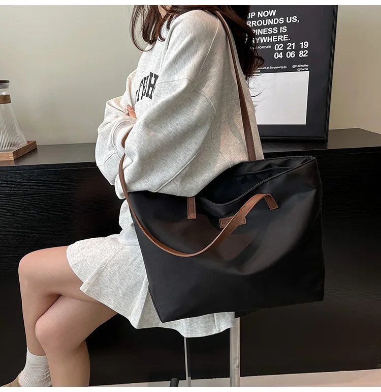 Casual Tote Bag for Women Closure Stylish Letter Label Zipper Large Capacity Ladies Shoulder Bag purses and handbags Bolsa