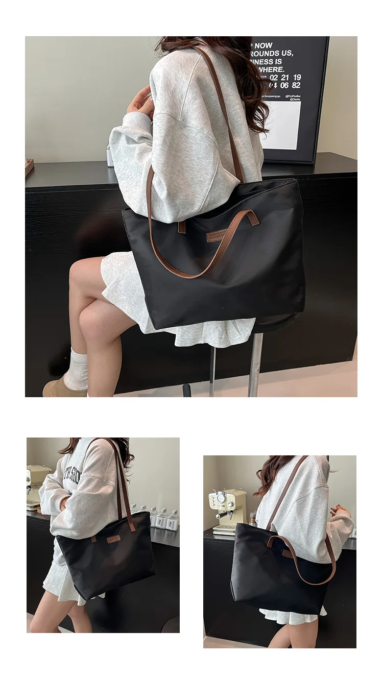 Casual Tote Bag for Women Closure Stylish Letter Label Zipper Large Capacity Ladies Shoulder Bag purses and handbags Bolsa