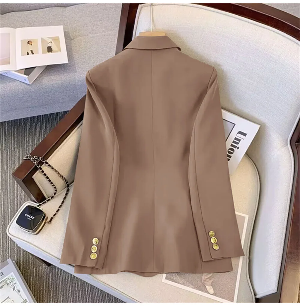 Fashion Blazer Women 2024 Spring Casual Long Sleeve New In Outerwears Slim Black Double Blazers Feminino Jackets Streewear