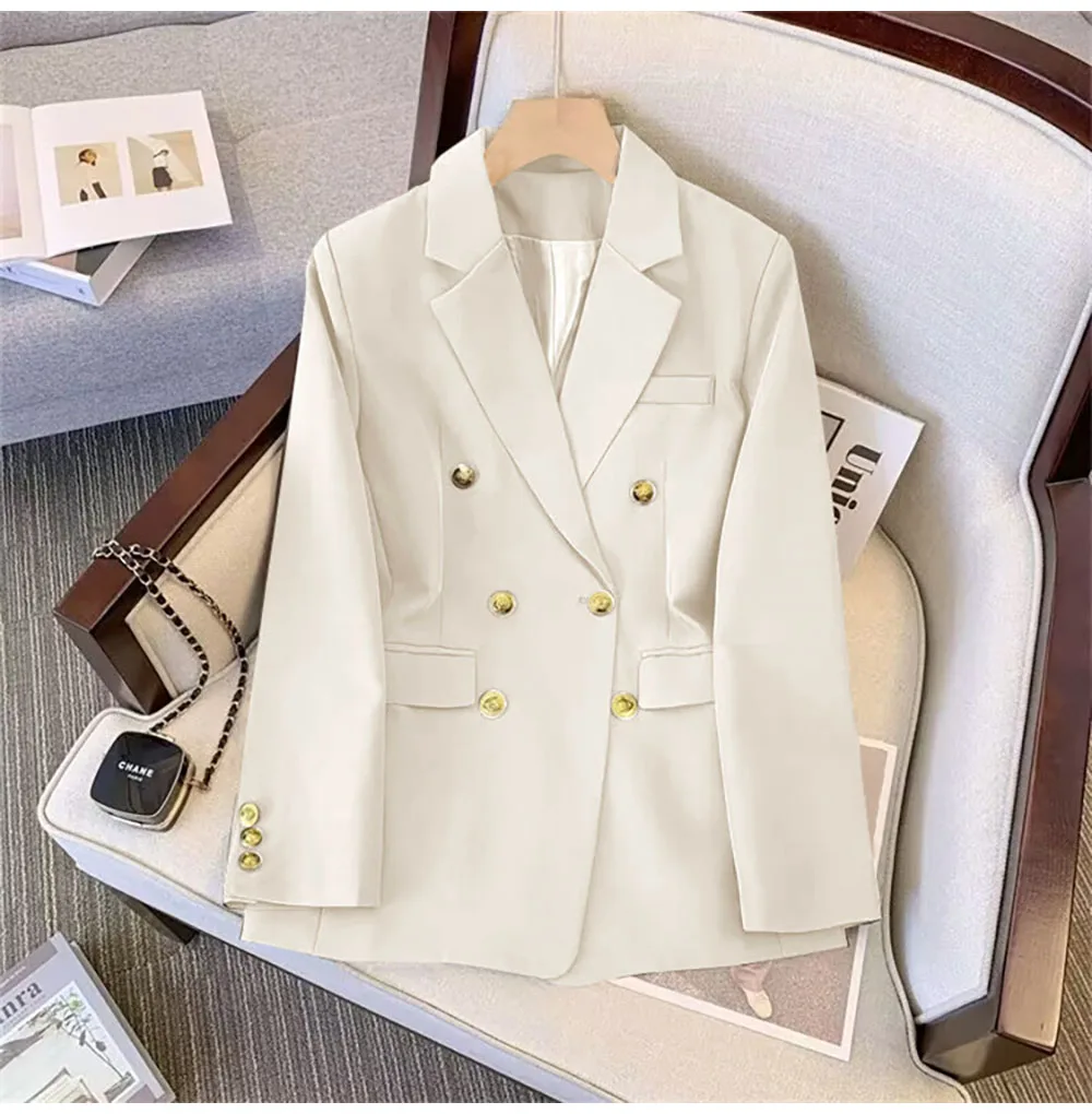 Fashion Blazer Women 2024 Spring Casual Long Sleeve New In Outerwears Slim Black Double Blazers Feminino Jackets Streewear