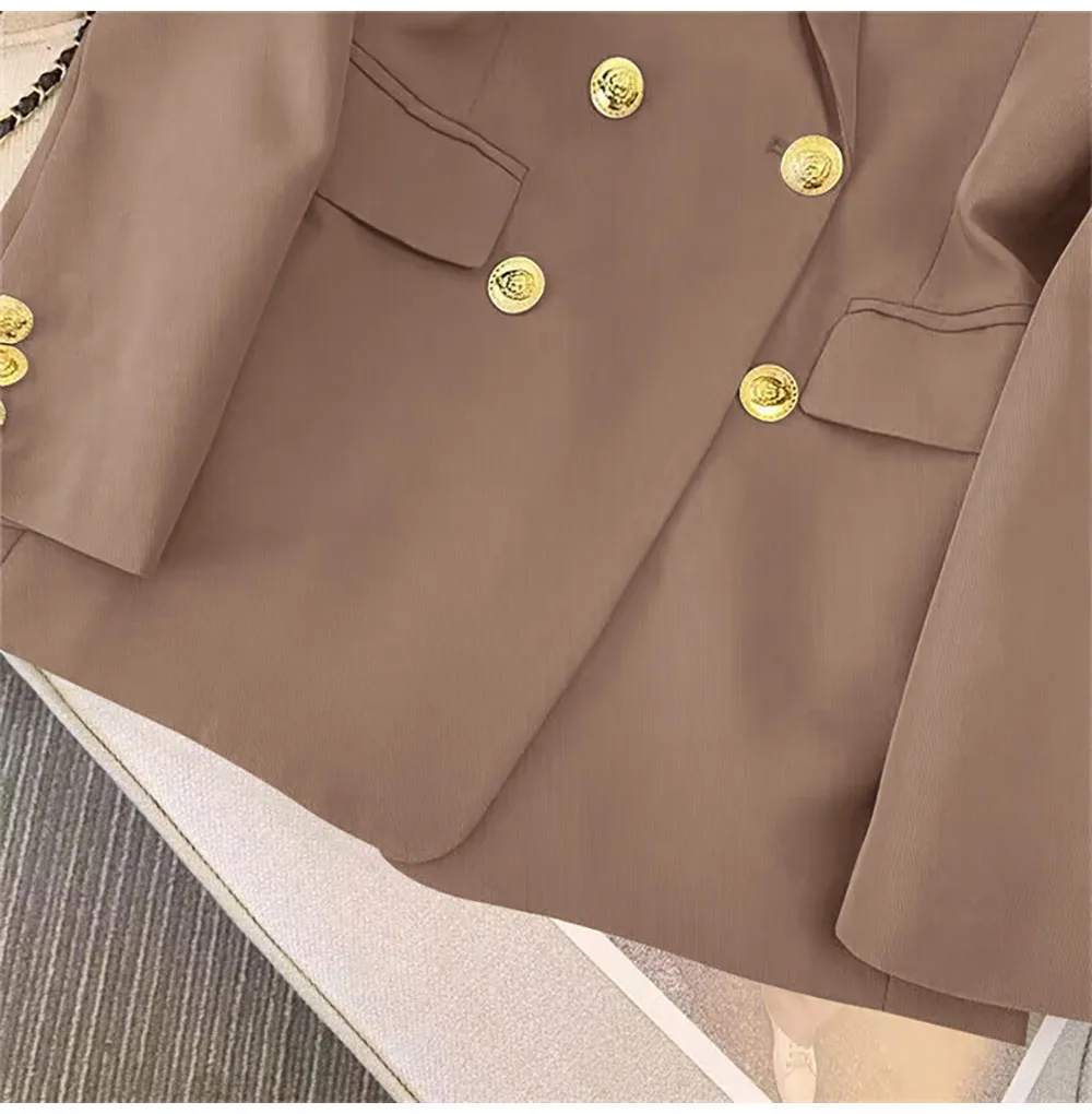 Fashion Blazer Women 2024 Spring Casual Long Sleeve New In Outerwears Slim Black Double Blazers Feminino Jackets Streewear