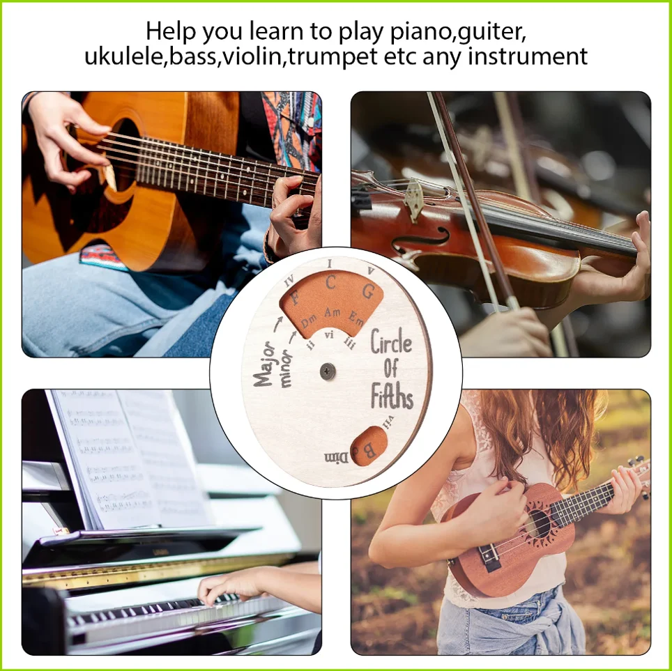 Wooden Melody Tool Round Circle of Fifths Wheel Melody Chord Tool Music Transpose Accessories For Musicians Beginners Songwriter