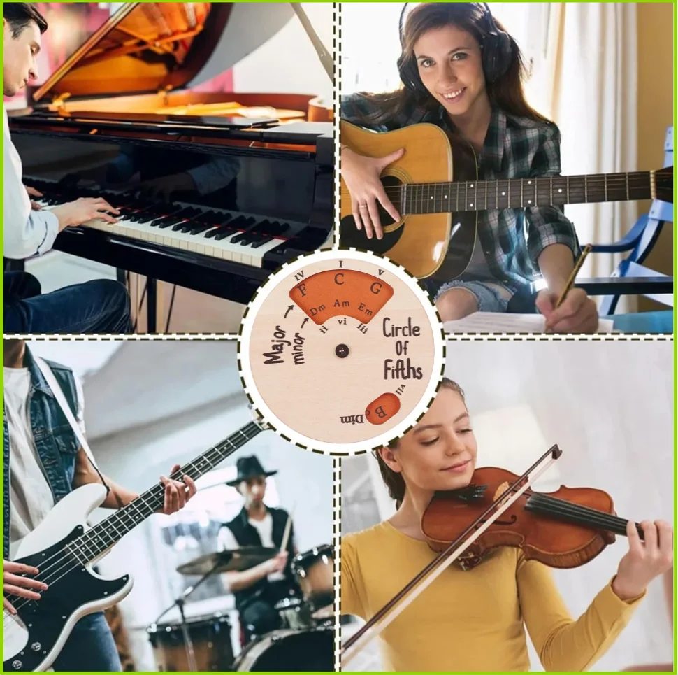 Wooden Melody Tool Round Circle of Fifths Wheel Melody Chord Tool Music Transpose Accessories For Musicians Beginners Songwriter