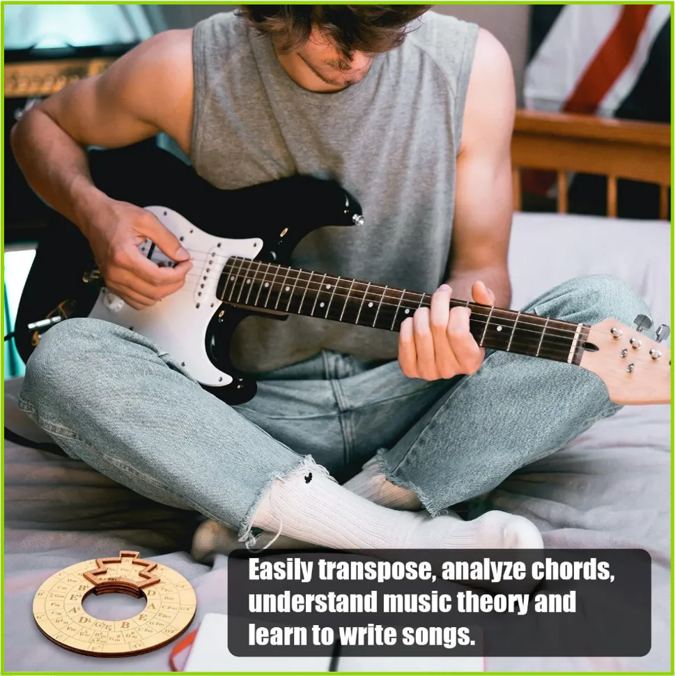 Wooden Melody Tool Round Circle of Fifths Wheel Melody Chord Tool Music Transpose Accessories For Musicians Beginners Songwriter