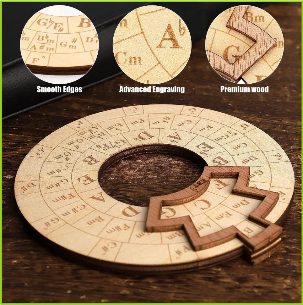 Wooden Melody Tool Round Circle of Fifths Wheel Melody Chord Tool Music Transpose Accessories For Musicians Beginners Songwriter