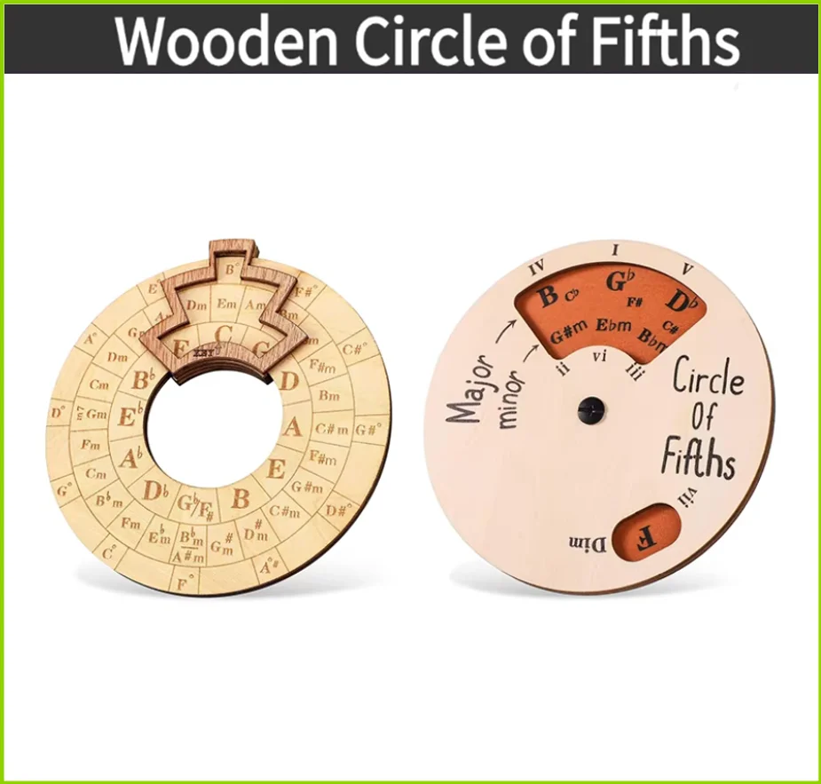 Wooden Melody Tool Round Circle of Fifths Wheel Melody Chord Tool Music Transpose Accessories For Musicians Beginners Songwriter