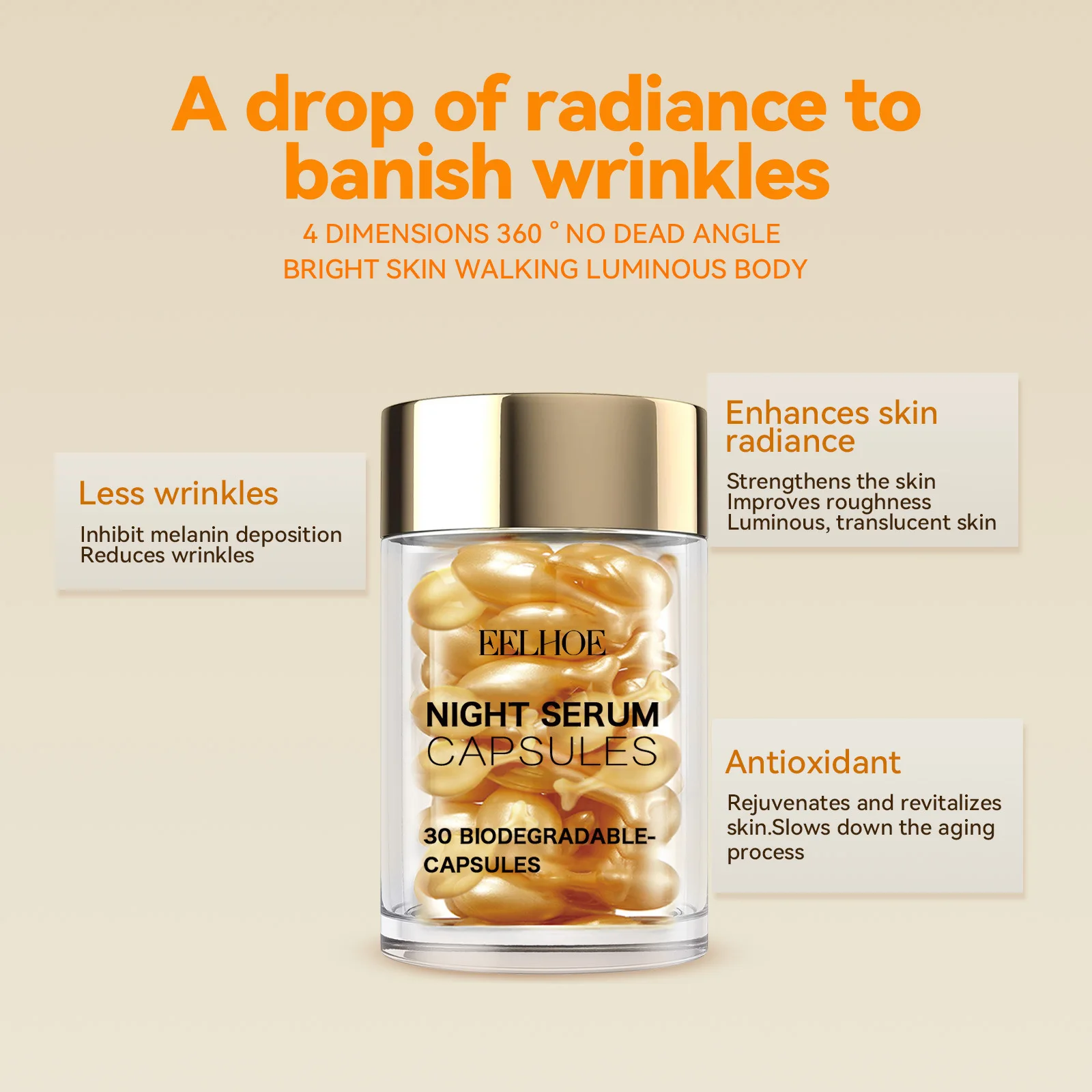 Vitamin C Facial Capsule Serum Moisturizing Anti Aging Wrinkle Removal Dark Spots Repair Acne Skin Rejuvenation Essence Capsules