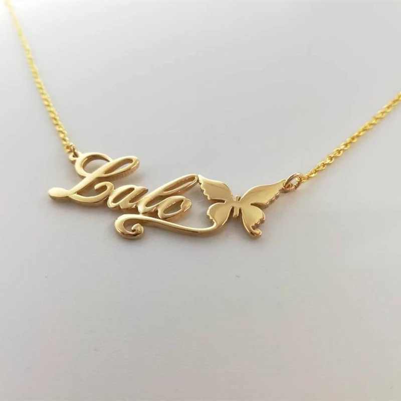 Personalized Butterfly Name Necklaces For Women Girl Favorite Jewelry Custom Ribbon Nameplate Choker Necklace Best Friends Gifts