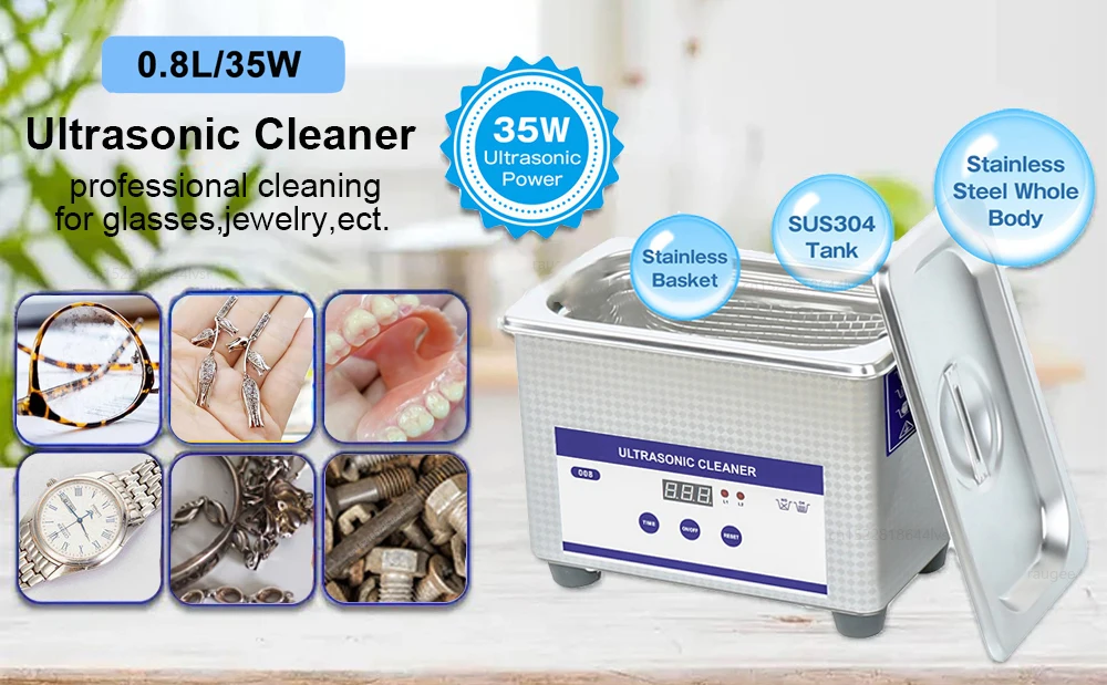 Ultrasonic Cleaner Ultrasound Glasses Cleaner High Frequency Ultrasonic Washing Bath for Glasses Jewelry Dentures Lens Cleaning