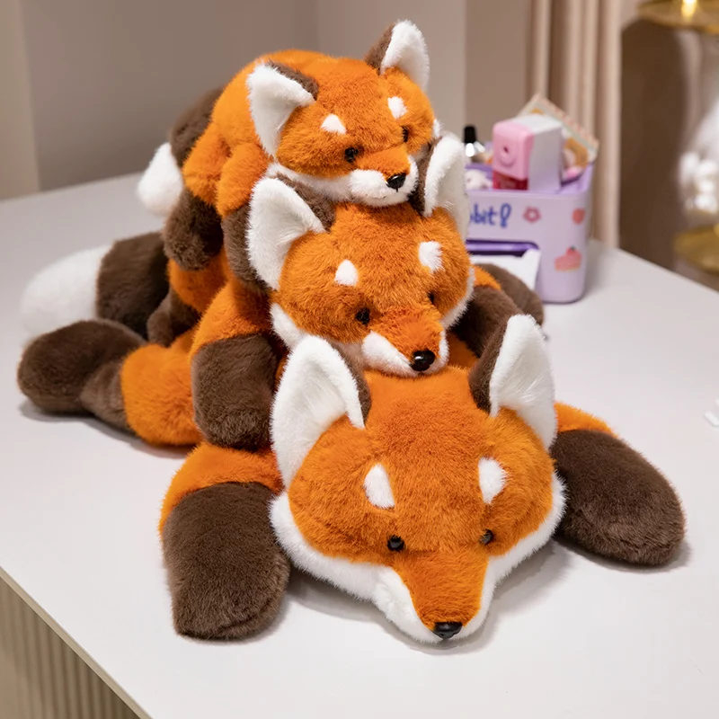 30-60cm New Kawaii Fox Plush Toys Cartoon Stuffed Animal Lovely Soft Cuddly Baby Plushie Doll Lie Prone Toy for Girls Gift Decor