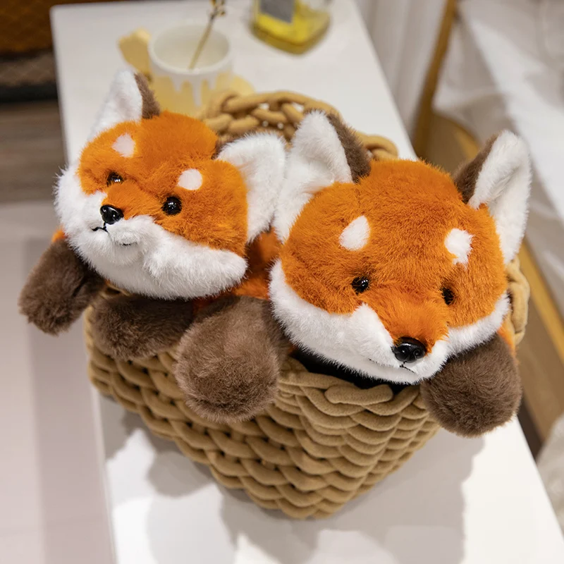 30-60cm New Kawaii Fox Plush Toys Cartoon Stuffed Animal Lovely Soft Cuddly Baby Plushie Doll Lie Prone Toy for Girls Gift Decor