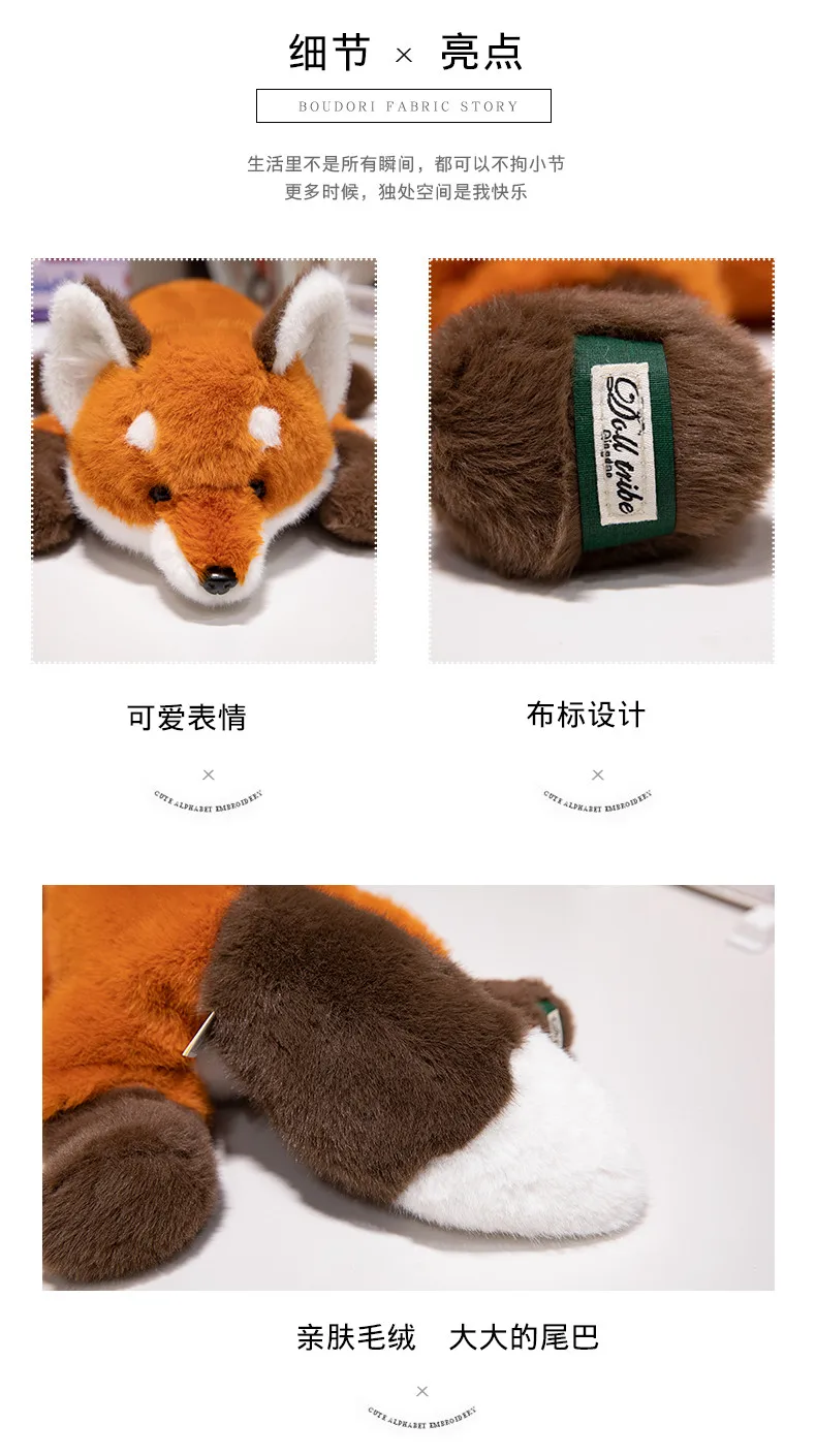 30-60cm New Kawaii Fox Plush Toys Cartoon Stuffed Animal Lovely Soft Cuddly Baby Plushie Doll Lie Prone Toy for Girls Gift Decor