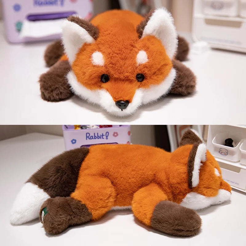 30-60cm New Kawaii Fox Plush Toys Cartoon Stuffed Animal Lovely Soft Cuddly Baby Plushie Doll Lie Prone Toy for Girls Gift Decor