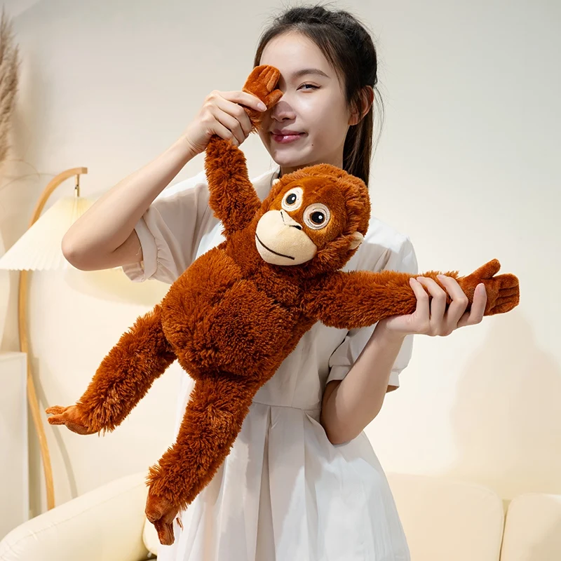 60cm Cute Orangutan Plush Toy Lifelike Stuffed Animals Cartoon Monkey Gorilla Soft Doll Bag Birthday Gift Room Decor
