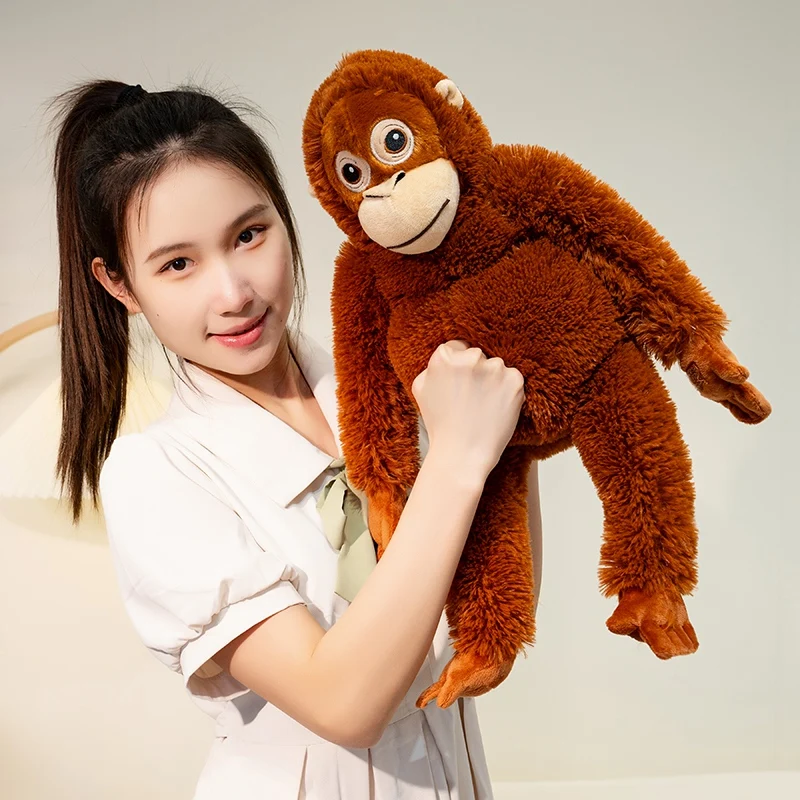 60cm Cute Orangutan Plush Toy Lifelike Stuffed Animals Cartoon Monkey Gorilla Soft Doll Bag Birthday Gift Room Decor