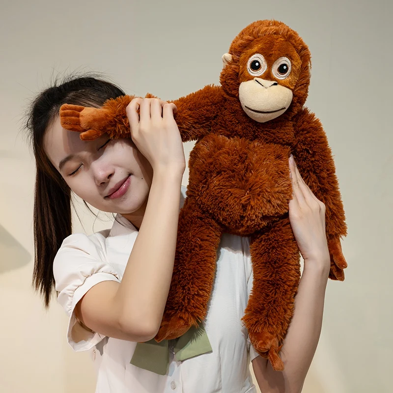 60cm Cute Orangutan Plush Toy Lifelike Stuffed Animals Cartoon Monkey Gorilla Soft Doll Bag Birthday Gift Room Decor