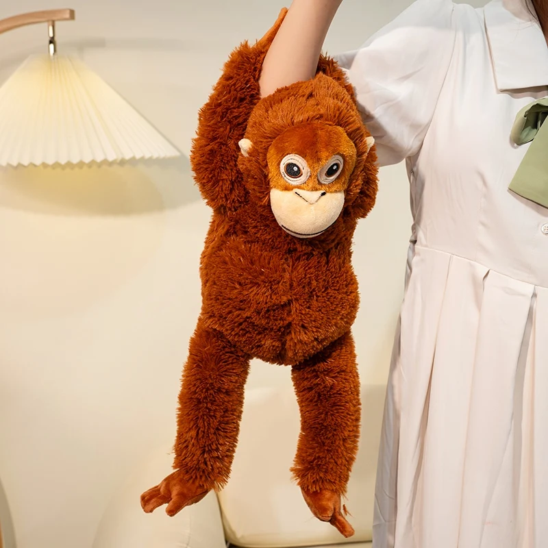 60cm Cute Orangutan Plush Toy Lifelike Stuffed Animals Cartoon Monkey Gorilla Soft Doll Bag Birthday Gift Room Decor