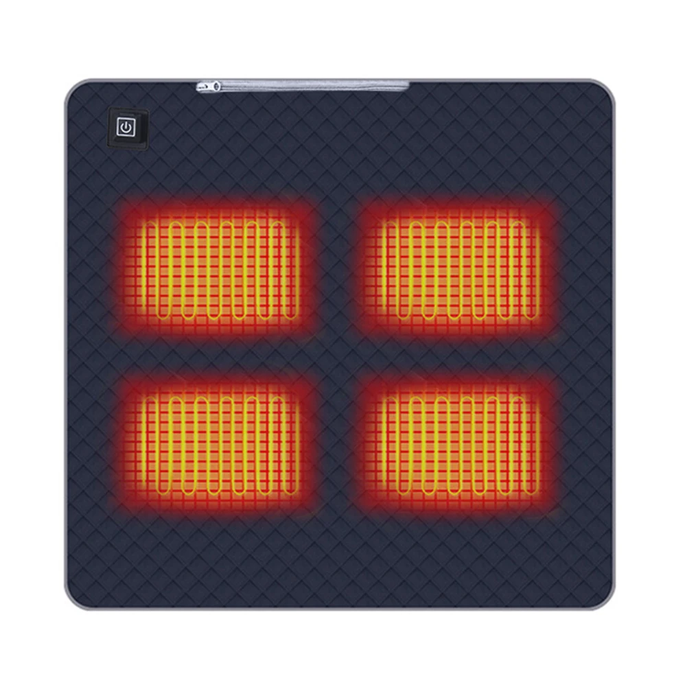 4 Heated Areas Camping Chair Heated Mat Outdoor Travel USB Electric Blanket 3 Adjustable Temperature Heater Warmer Cushion