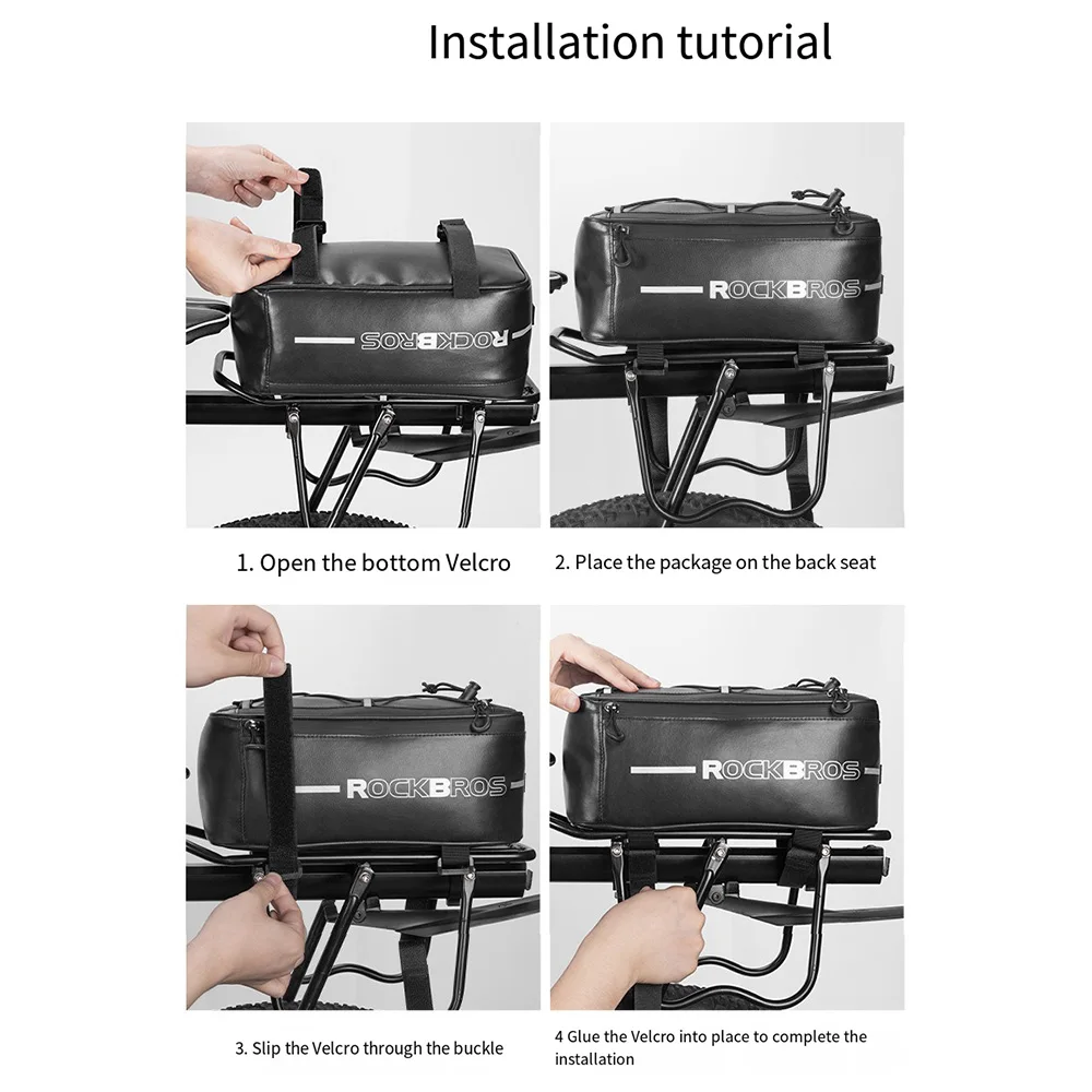 Bicycle Saddlebags Bag with Rain Cover Bike Bag 8L Large Capacity Electric Bicycles Rack Storage Box Bicycle Trunk Bag Waterproo