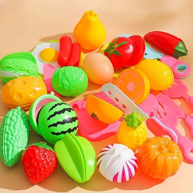 Children Pretend Toy Fruits Cutting Simulate Kitchen Toys Set Pizza Vegetable Fruit Cutting Toy Kitchen Accessories Gift or Kids