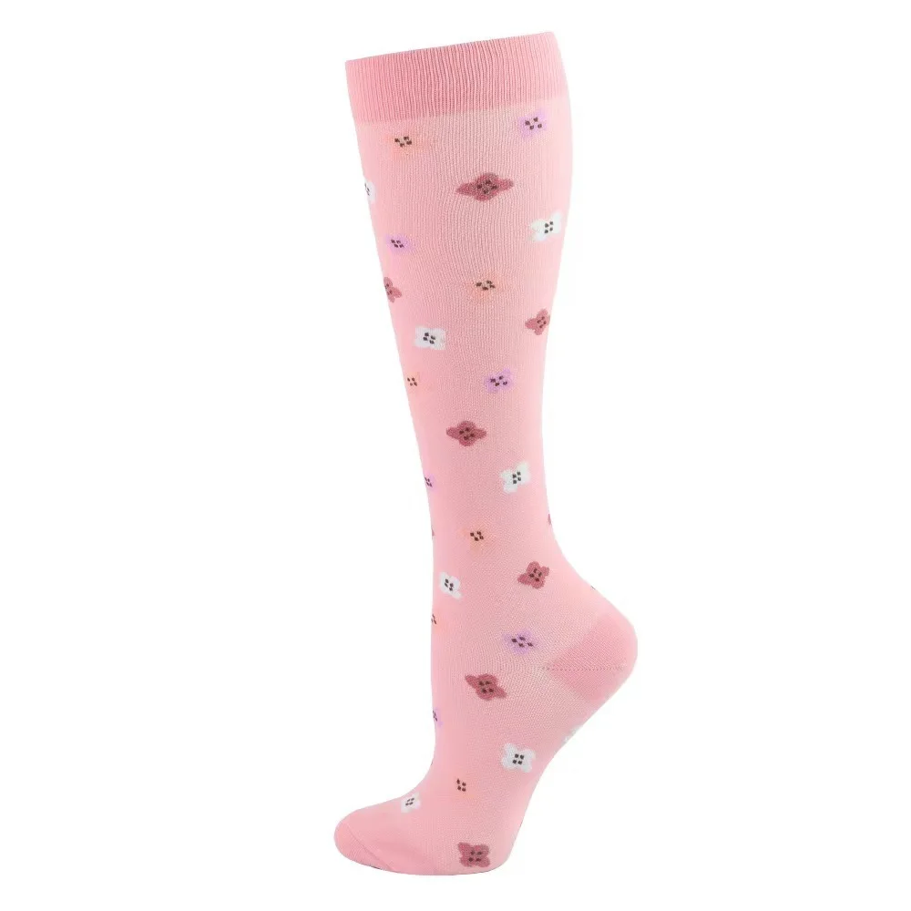 HYSAIXIA brand Vein Elastic Cycling Sports Compression Socks Jumping Rope Compress Stockings Men Women Pressure Grass Patterns