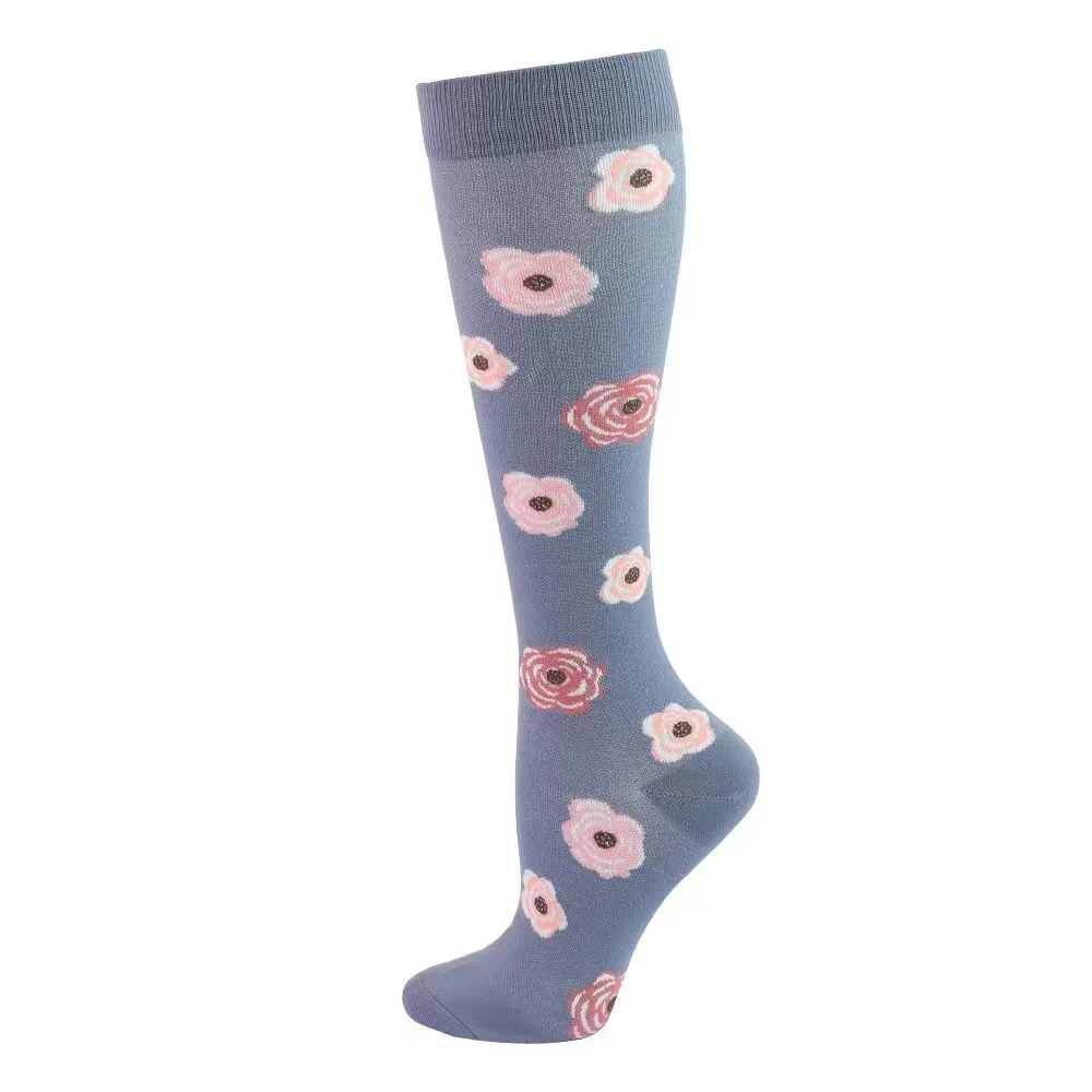 HYSAIXIA brand Vein Elastic Cycling Sports Compression Socks Jumping Rope Compress Stockings Men Women Pressure Grass Patterns