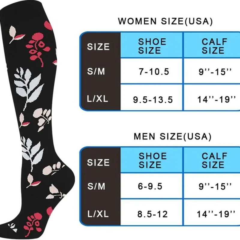 HYSAIXIA brand Vein Elastic Cycling Sports Compression Socks Jumping Rope Compress Stockings Men Women Pressure Grass Patterns