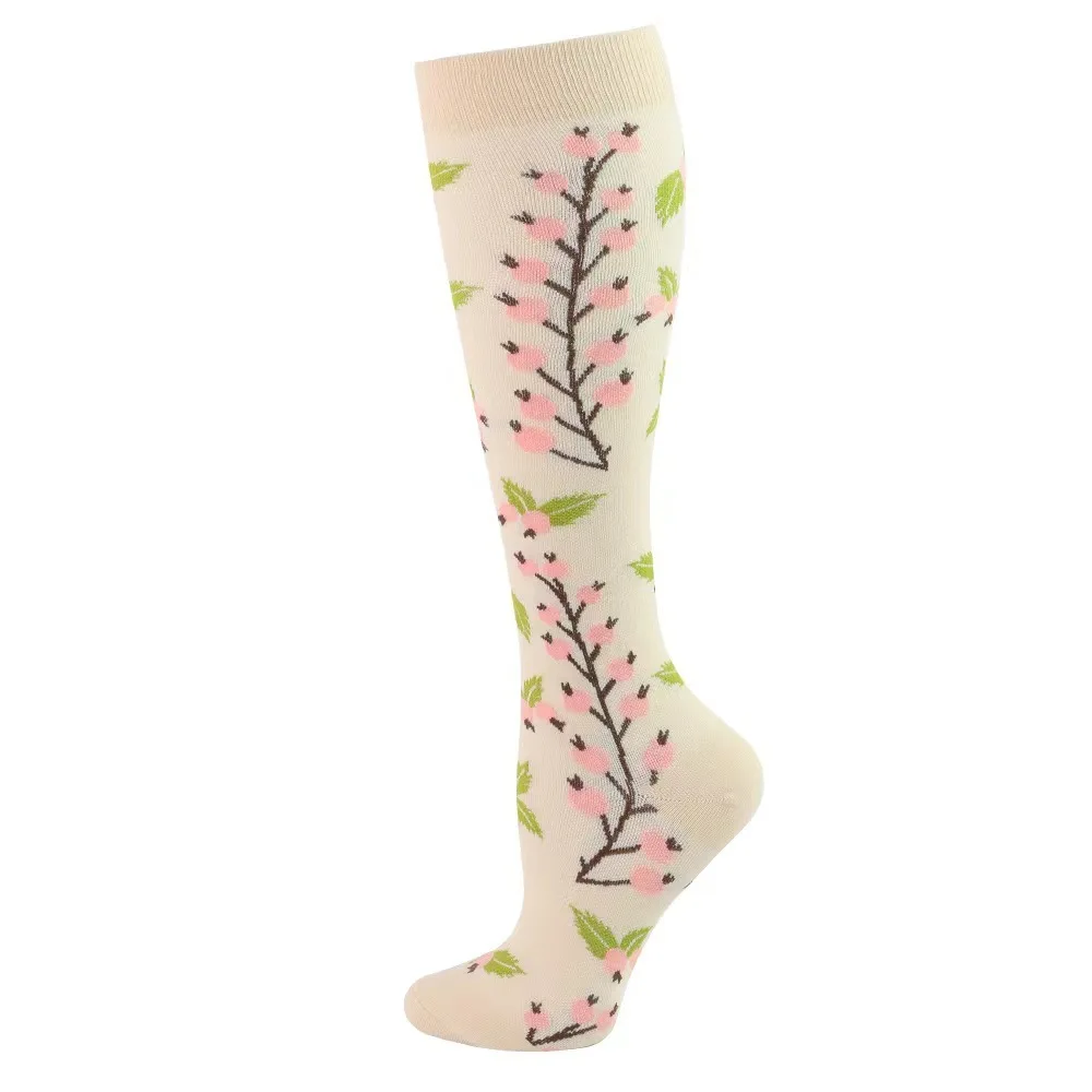 HYSAIXIA brand Vein Elastic Cycling Sports Compression Socks Jumping Rope Compress Stockings Men Women Pressure Grass Patterns