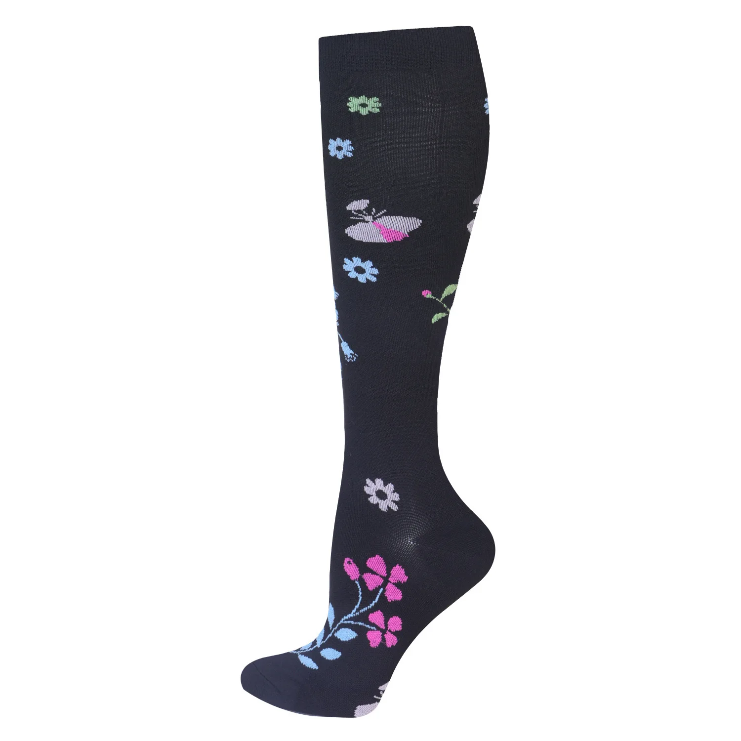 HYSAIXIA brand Vein Elastic Cycling Sports Compression Socks Jumping Rope Compress Stockings Men Women Pressure Grass Patterns