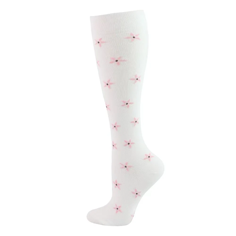 HYSAIXIA brand Vein Elastic Cycling Sports Compression Socks Jumping Rope Compress Stockings Men Women Pressure Grass Patterns