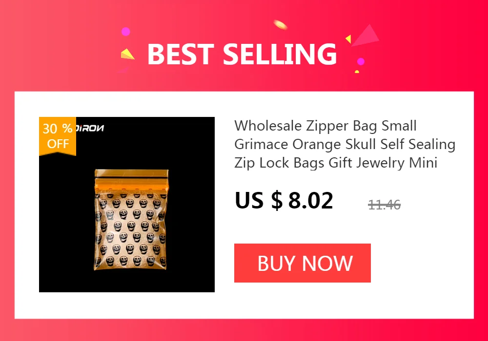 Wholesale Zipper Bag Small Grimace Orange Skull Self Sealing Zip Lock Bags Gift Jewelry Mini Pouches Plastic Packaging Bags