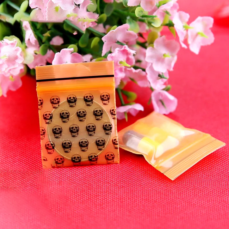 Wholesale Zipper Bag Small Grimace Orange Skull Self Sealing Zip Lock Bags Gift Jewelry Mini Pouches Plastic Packaging Bags