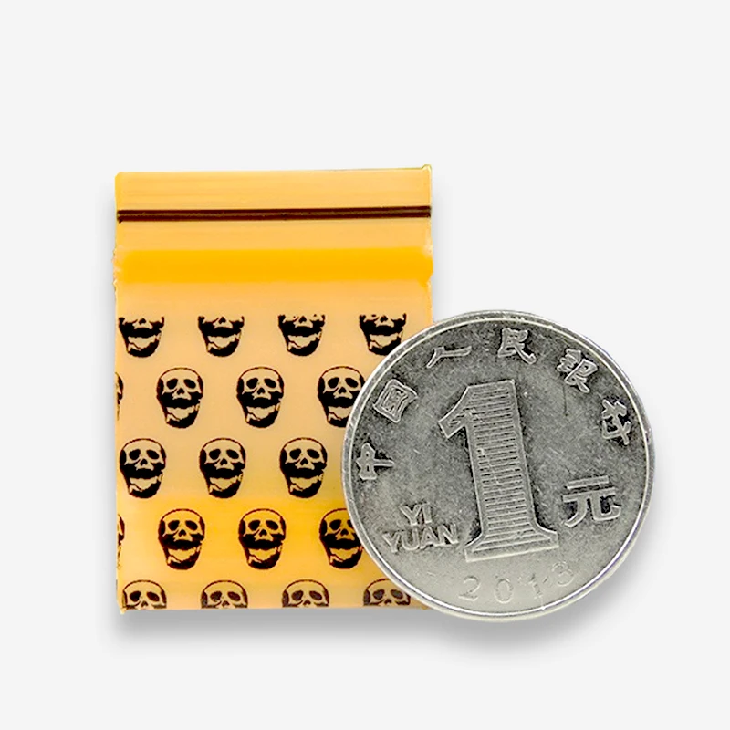 Wholesale Zipper Bag Small Grimace Orange Skull Self Sealing Zip Lock Bags Gift Jewelry Mini Pouches Plastic Packaging Bags