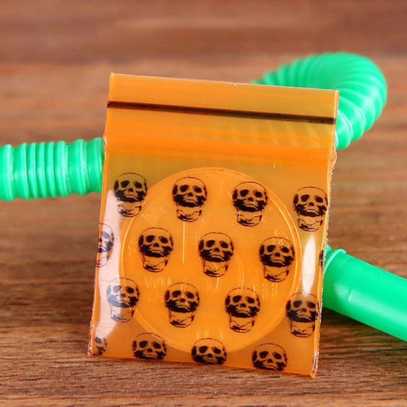 Wholesale Zipper Bag Small Grimace Orange Skull Self Sealing Zip Lock Bags Gift Jewelry Mini Pouches Plastic Packaging Bags