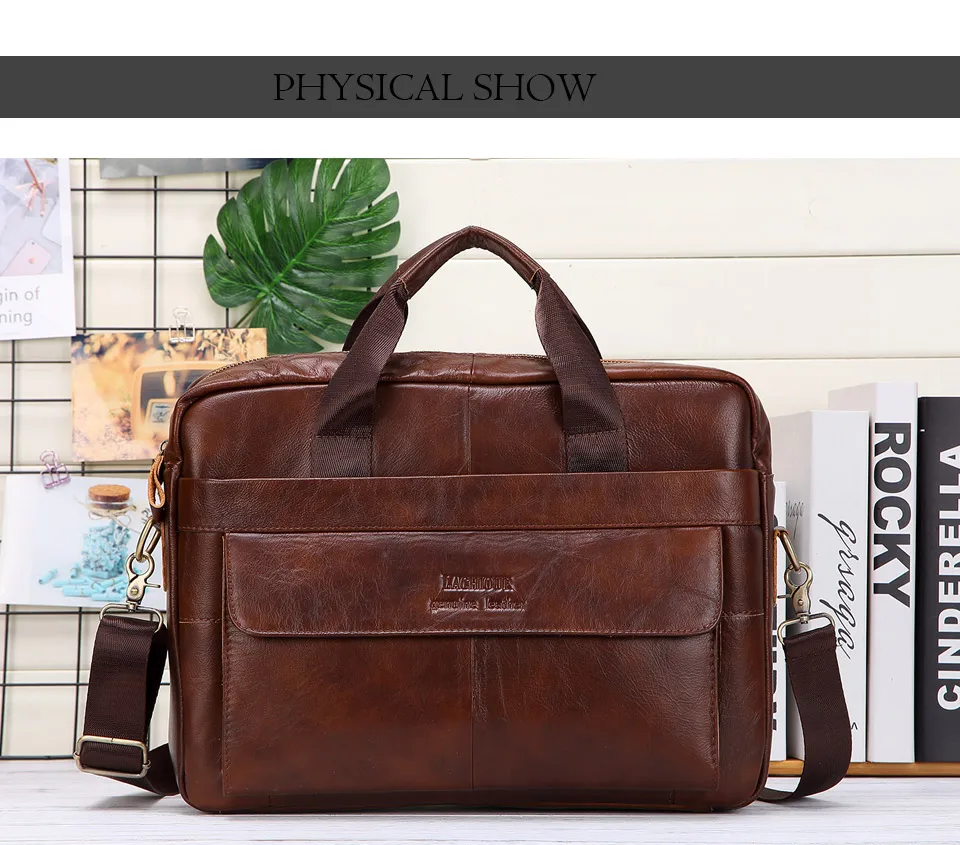 Men Genuine Leather Handbags Casual Leather Laptop Bags Male Business Travel Messenger Bags Men's Crossbody Shoulder Bag