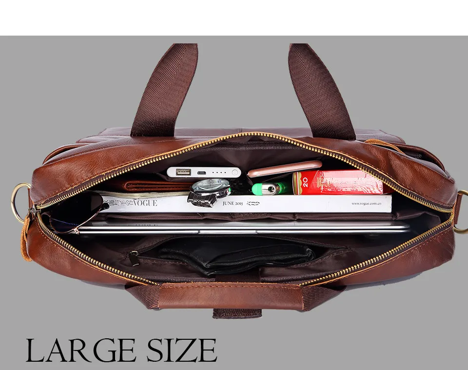 Men Genuine Leather Handbags Casual Leather Laptop Bags Male Business Travel Messenger Bags Men's Crossbody Shoulder Bag