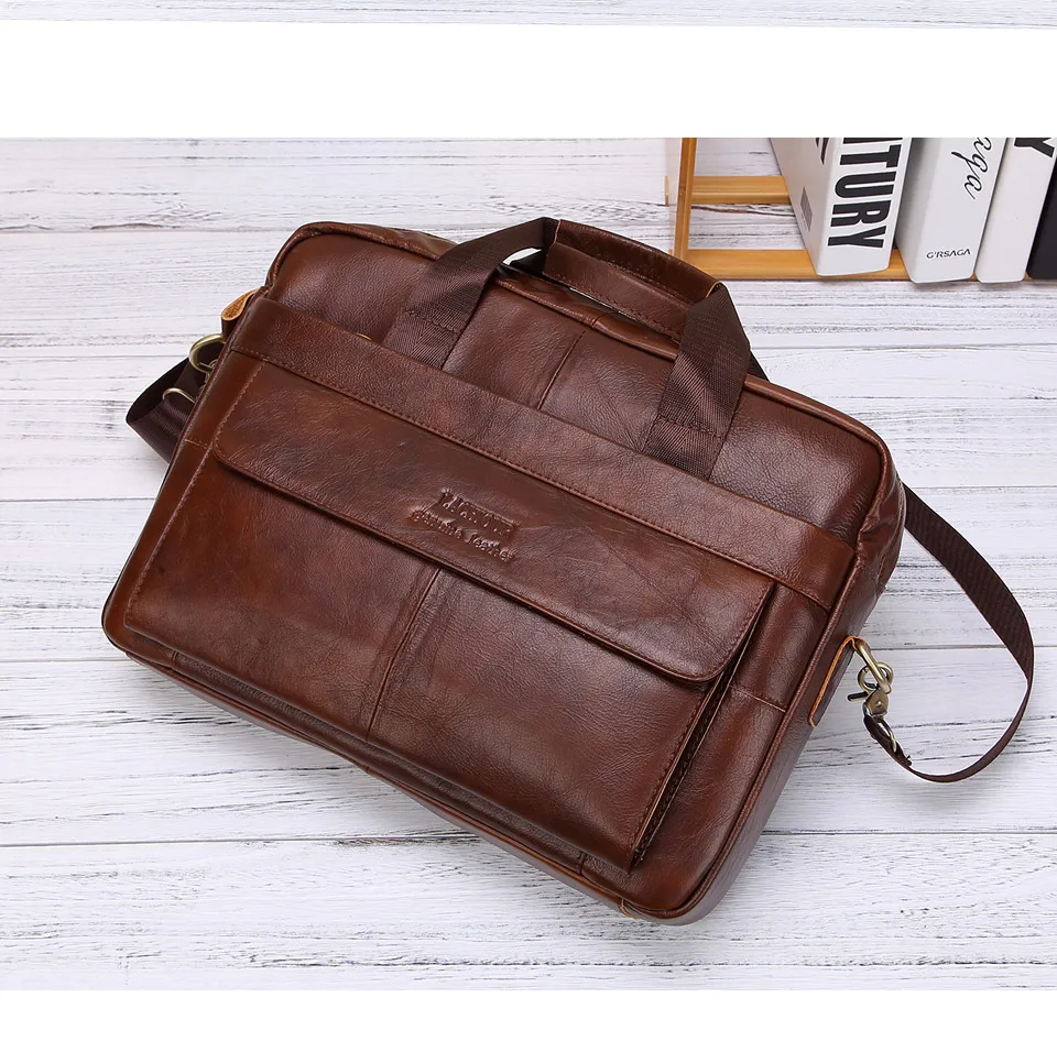 Men Genuine Leather Handbags Casual Leather Laptop Bags Male Business Travel Messenger Bags Men's Crossbody Shoulder Bag
